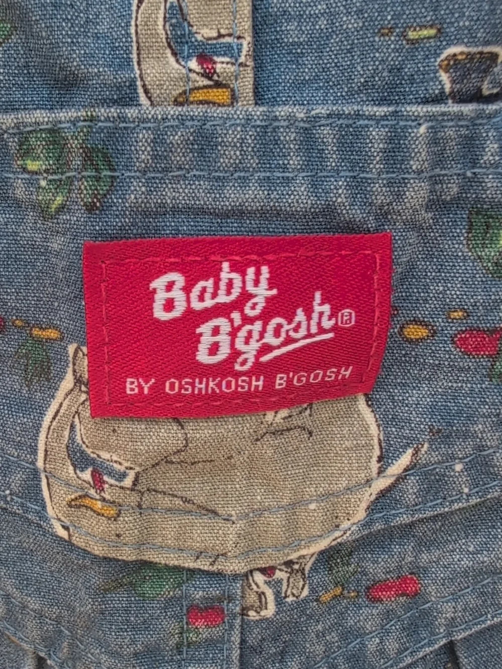 Vtg Osh Kosh BGosh Vestbak Overalls Baby Size 12M Safari Animals Cotton USA